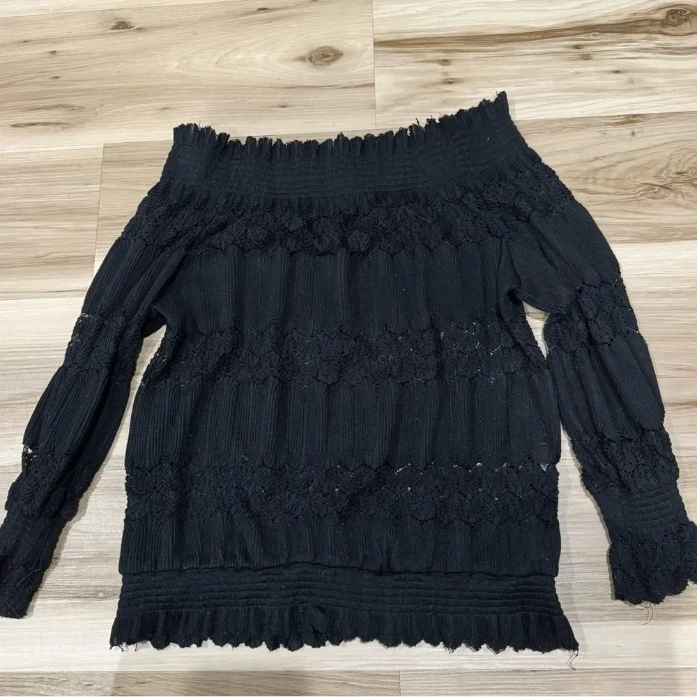 Anthropologie Deletta Black Off The Shoulder Top Women’s Small